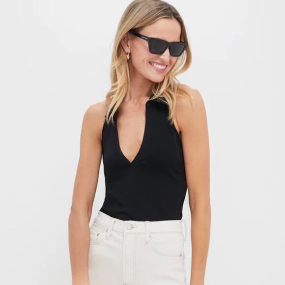 NEW Tuckernuck Nadia Halterneck Polo Shirt Black Sleeveless Size Small Preppy - Picture 9 of 9